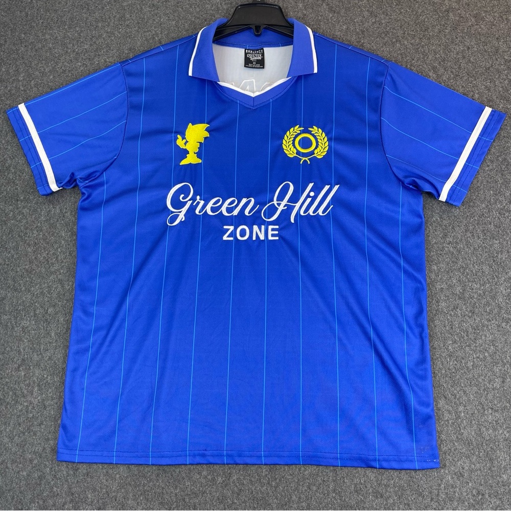 Sonic The Hedgehog Green Hill Zone Soccer Jersey Mens Size 2XL Box Lunch